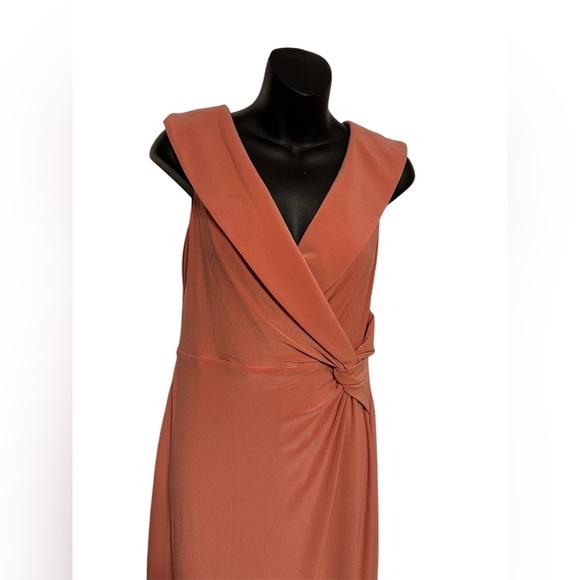 NWT Lauren Ralph Lauren salmon evening gown with wrap detailing size 8 - Picture 7 of 13